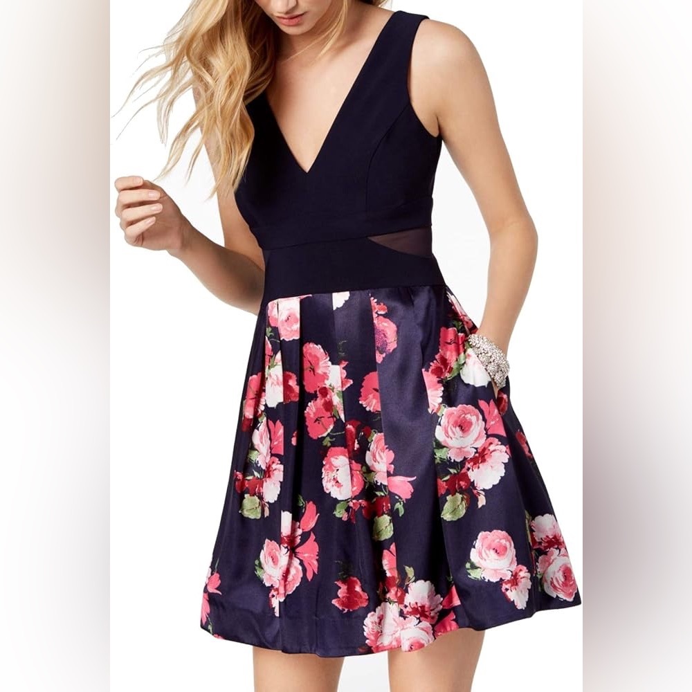 Floral Navy Dress By Exscape